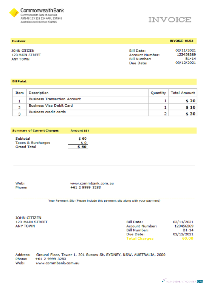 Download USA Commonwealth invoice Photoshop template